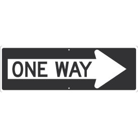 NMC Traffic Sign, One Way Arrow Right, 12" X 36", White, TM509J