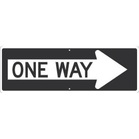 NMC Traffic Sign, One Way Arrow Right, 12" X 36", White, TM509K