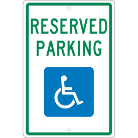 NMC Traffic Sign, Reserved Handicapped Parking, 18" X 12", White, TM97H