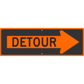 NMC Traffic Sign, Detour Inside Arrow Right Sign, 12" X 36", Orange, TM195K