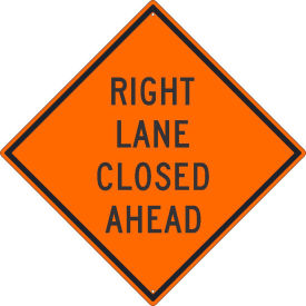 NMC Traffic Sign, Right Lane Closed Ahead Sign, 30" X 30", Orange, TM180K