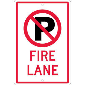 NMC Traffic Sign, No Parking (Graphic) Fire Lane, 18" X 12", White, TM0101H