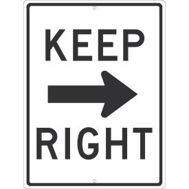 NMC Traffic Sign, Keep Right Arrow (Graphic), 24" x 18", White, TM530K