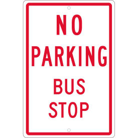 NMC Traffic Sign, No Parking Bus Stop, 18" X 12", White, TM099H