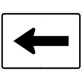 NMC Traffic Sign, Auxiliary Arrow Left, 15" X 21", White, TM502J