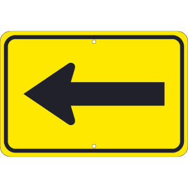 NMC Traffic Sign, Large Arrow One Direction Sign, 12" X 18", Yellow, TM249K