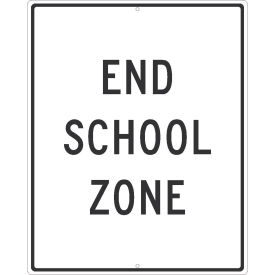 NMC Traffic Sign, End School Zone, 30" X 24", White, TM600K