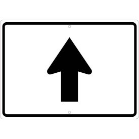 NMC Traffic Sign, Aux Straight Arrow, 15" X 21", White, TM506J