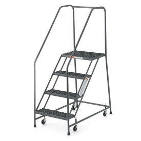 EGA R024 Steel EZY-Climb Ladder w/ Handrails 4-Step, 24" Wide Perforated, Gray, 450 lb. Capacity