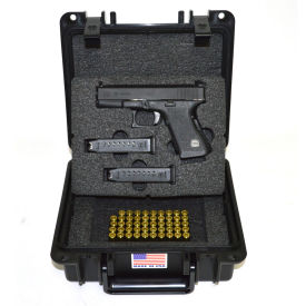 Pistol Case With Glock Inserts & Lock, Watertight, 10-11/16x9-3/4x4-13/16 Black