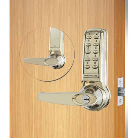 Codelocks Electronic Leverset, CL4210-SS, Key Override for Lighter Doors, Stainless Steel