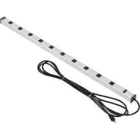 48" 10 Outlet Aluminum Power Strip with 15-ft Cord ETL/cETL