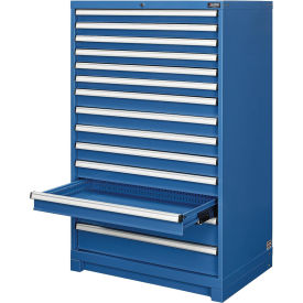 14 Drawer Modular Cabinet, w/Lock, w/o Dividers, 36"Wx24"Dx57"H Blue