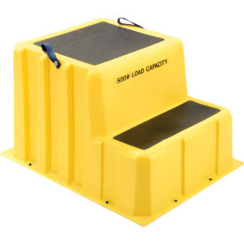 2 Step Nestable Plastic Step Stand, 26"W x 33"D x 20"H, Yellow