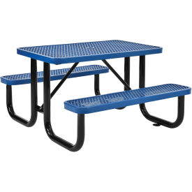 4' Rectangular Expanded Metal Picnic Table, 48"L x 62"W,Blue