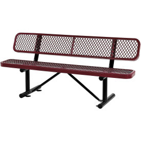 72"L  Expanded Metal Mesh Bench With Back Rest, Red