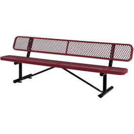 96"L  Expanded Metal Mesh Bench With Back Rest, Red