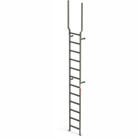 EGA VMS12EX Steel Vertical Wall Mount Ladder W/ Rail Extensions, 12 Step, Gray