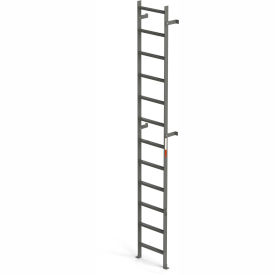 EGA VMS12 Steel Vertical Wall Mount Ladder W/O Rail Extensions, 12 Step, Gray