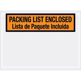 Panel Face Bilingual Envelopes, "Packing List Enclosed", 7-1/2 x 5-1/2", Orange, 1000/Case, PL500