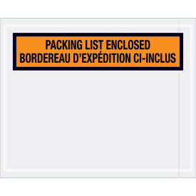 Panel Face Bilingual Envelopes, "Packing List Enclosed", 4-1/2 x 5-1/2", Orange, 1000/Case, PL501