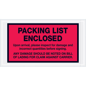 Full Face Envelopes, "Packing List Enclosed", Red, 5-1/2 x 10", 1000/Case, PL469