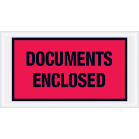 Full Face Envelopes, "Documents Enclosed", Red, 5-1/2 x 10", 1000/Case, PL436