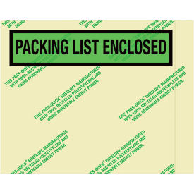 Panel Face Envelopes, "Packing List Enclosed", Green, 7 x 5-1/2", 1000/Case, PQGREEN19