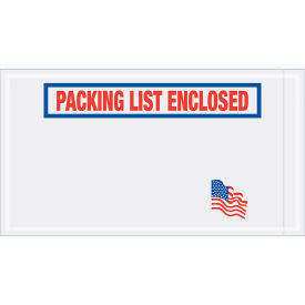 USA Flag Envelopes, "Packing List Enclosed", Red/White/Blue, 5-1/2 x 10", 1000/Case, PL512
