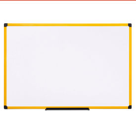 MasterVision Industrial Magnetic Steel Dry Erase Whiteboard - 36 x 24 - Yellow Aluminum Frame