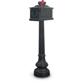 United Visual Products New Hampton Single Residential Mailbox & Post, Black