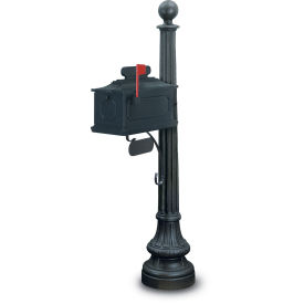 United Visual Products Cape Charles Single Residential Mailbox & Post, Black