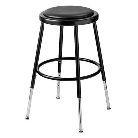 Interion Steel Shop Stool with Padded Seat - Adjustable Height 19"-27" - Black - Pack of 2