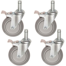 5" Polyurethane Stem Casters Set of (4) Wheels, All 4 with Brakes, 1200 Lb. Cap.