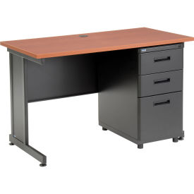 Global Industrial 48"W x 24"D Office Desk with 3 Drawers, Cherry
