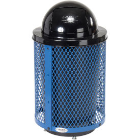 32 Gallon Deluxe Thermoplastic Mesh Receptacle w/Dome Lid & Base, Blue