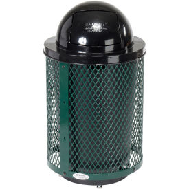 32 Gallon Deluxe Thermoplastic Mesh Receptacle w/Dome Lid & Base, Green