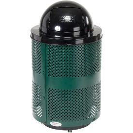 36 Gallon Deluxe Thermoplastic Perforated Receptacle w/Dome & Base, Green