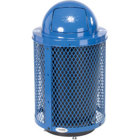 32 Gallon Deluxe Thermoplastic Mesh Recycling Receptacle w/Dome Lid & Base Blue