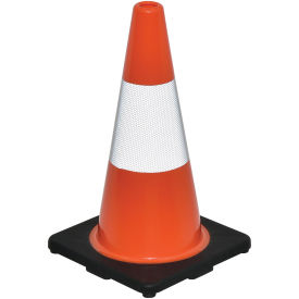 18" Reflective Traffic Cone, Black Base, 3 lbs