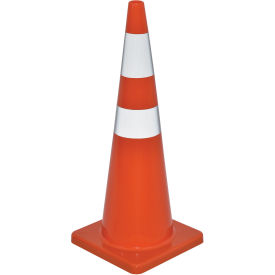 36" Reflective Traffic Cone, Solid Orange Base, 10 lbs