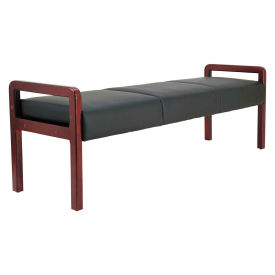 Alera Leather Reception Bench, 65-3/4"L, Black, Reception Lounge WL Series