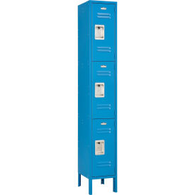 3-Tier 3 Door Locker, 12"Wx15"Dx24"H, Blue, Unassembled