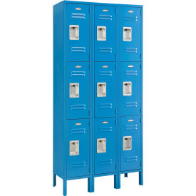 3-Tier 9 Door Locker, 12"Wx15"Dx24"H, Blue, Unassembled