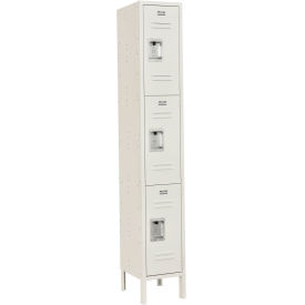 3-Tier 3 Door Locker, 12"Wx15"Dx24"H, Tan, Assembled