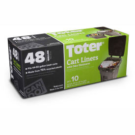 Toter 48 Gallon Cart Liner, 2.0 Mil, Black, 8 Pack