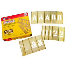 C. H. Hanson 10151 2" Brass Interlocking Stencils Letters and Numbers, 92 Piece Set