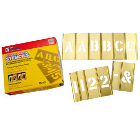 C. H. Hanson 10116 6" Brass Interlocking Stencil Letters and Numbers, 77 Piece Set