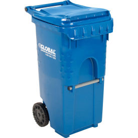 Global Industrial 35 Gallon Mobile Trash Container, Blue