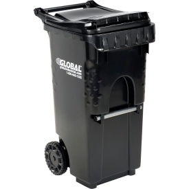 Global Industrial 35 Gallon Mobile Trash Container, Black